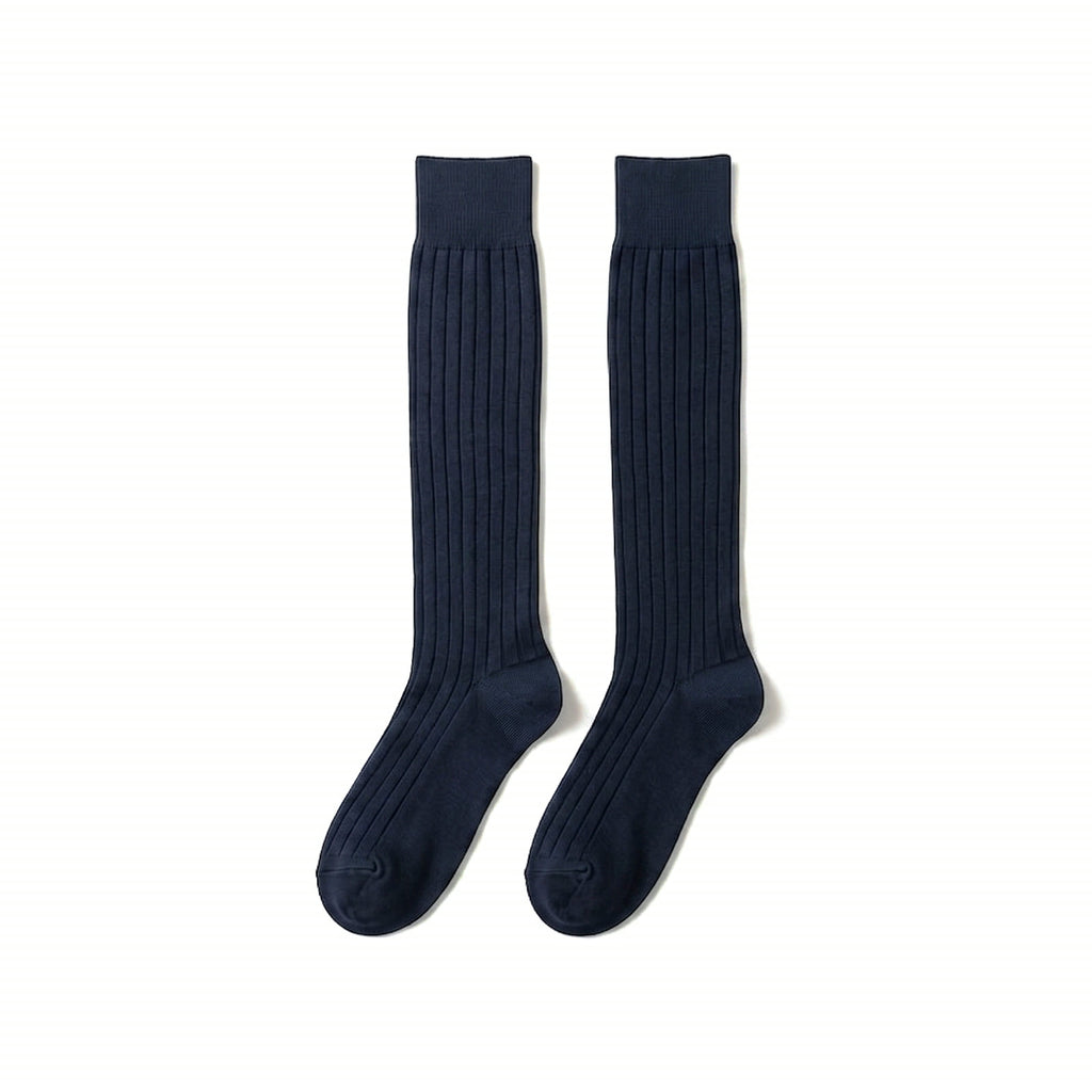 Mercerized Cotton Suit Socks - Navy Blue